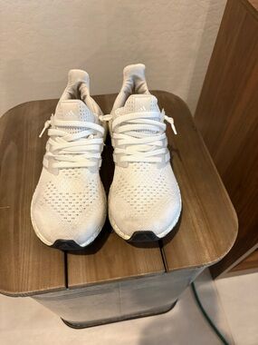 adidas Kids White Knit Lace-Up Sneakers